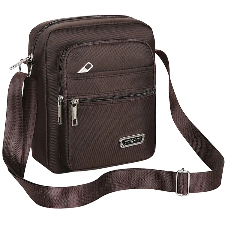Composite Shoulder Bag Scratch Resistant Cycling Sport (6 zippers Dark Brown)