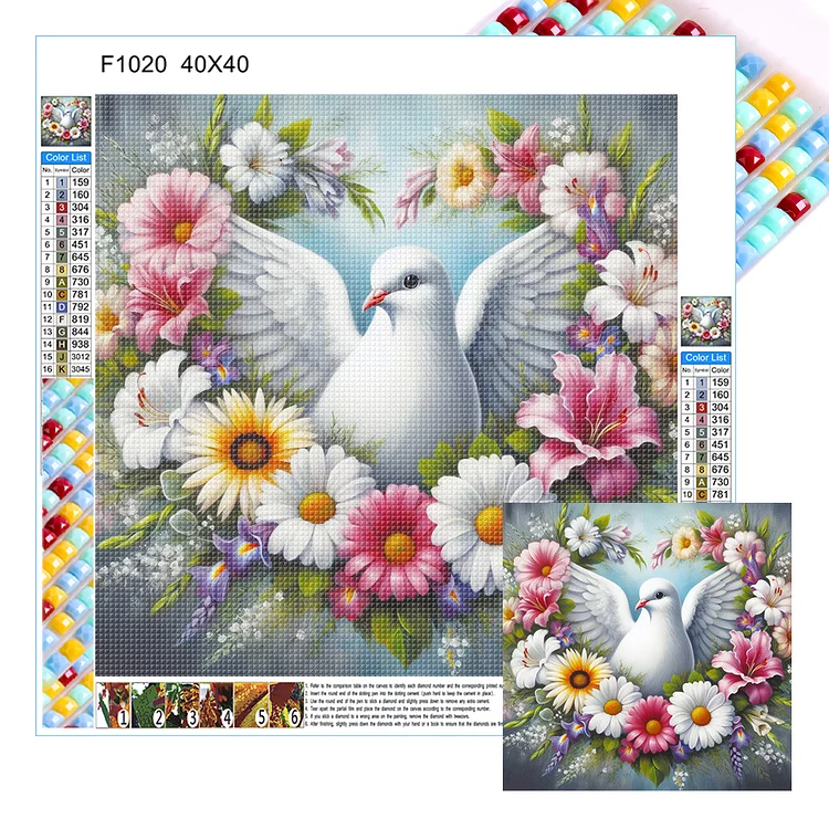 Wreath White Dove 40*40CM (Canvas) Full Square Drill Diamond Painting gbfke