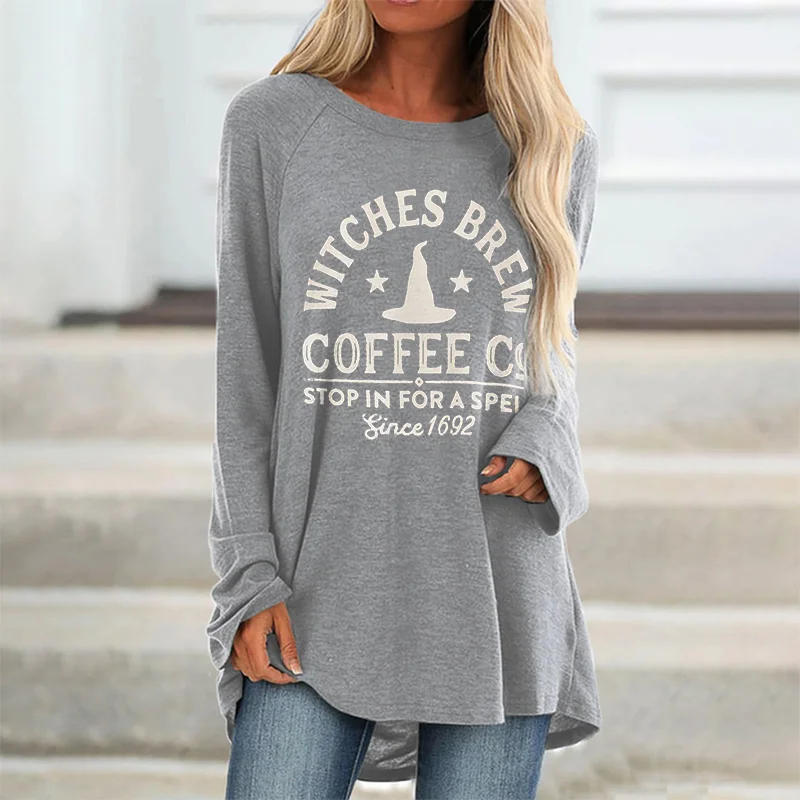 Witches Brew Coffee Co Stop In For A Spell Since 1692 Printed Women's T-shirt