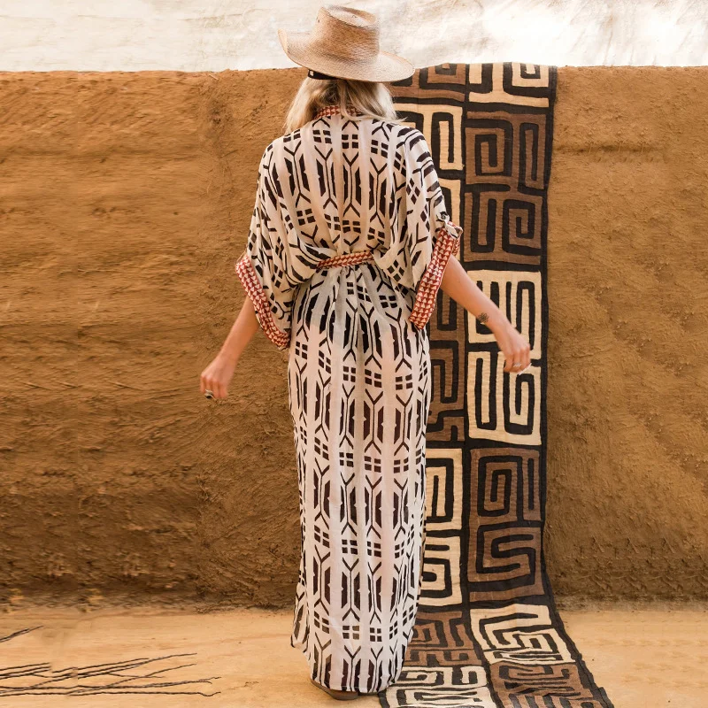 Brownm Brownm New Cardigan Loose Long Sunscreen Beach Vacation Coat Bikini Swimsuit Smock Over The Female Sand