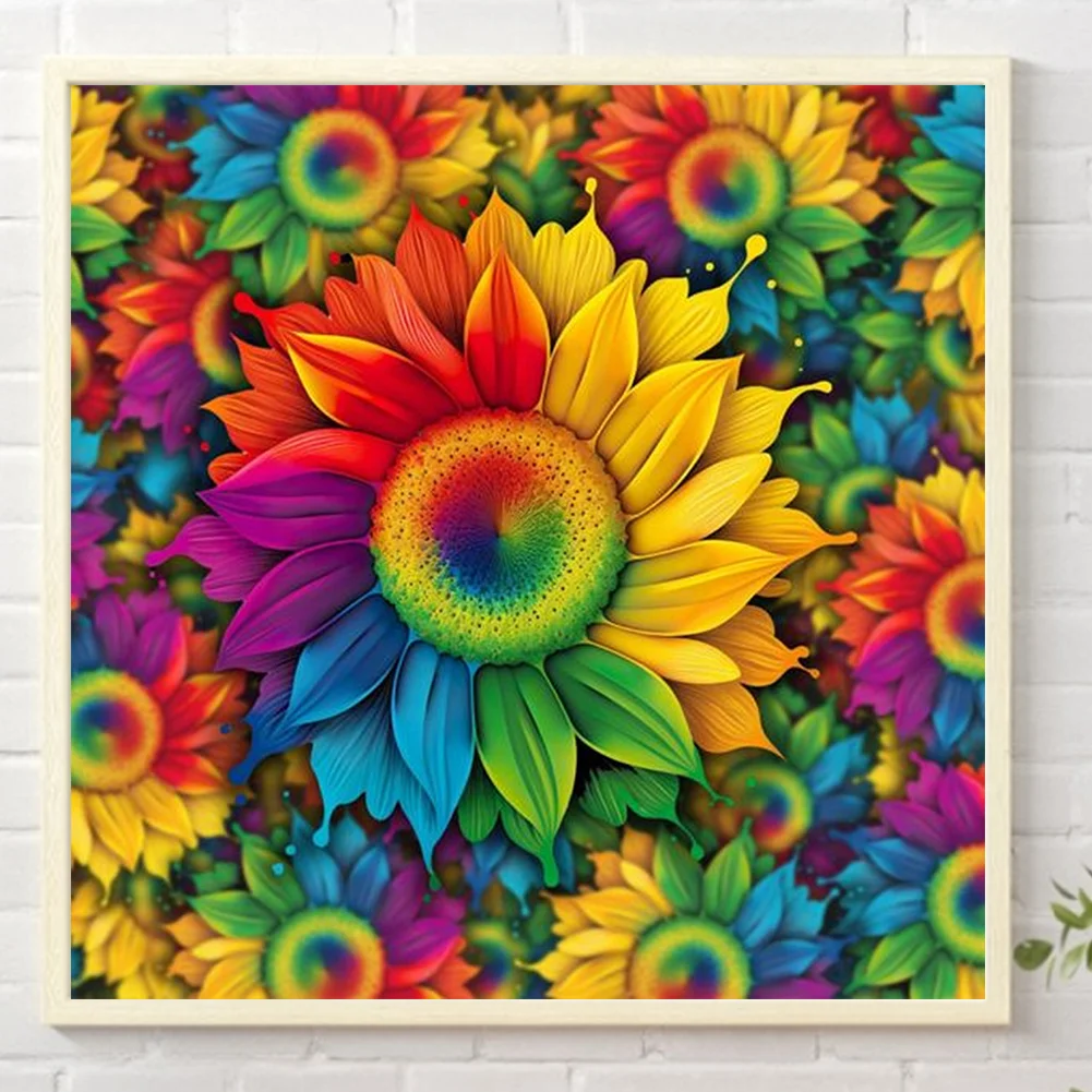 Partial AB Diamond Painting - Full Round Drill - Rainbow Gerbera(Canvas|45*45cm)