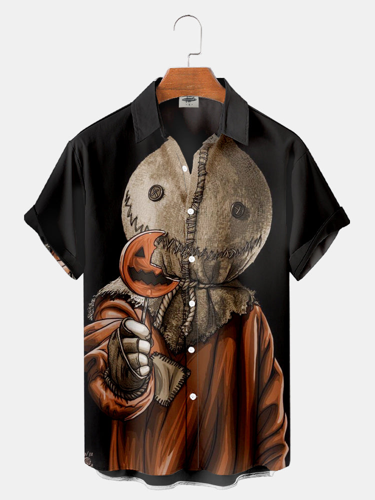 Men'S Halloween Scarecrow Print Shirt PLUSCLOTHESMAN