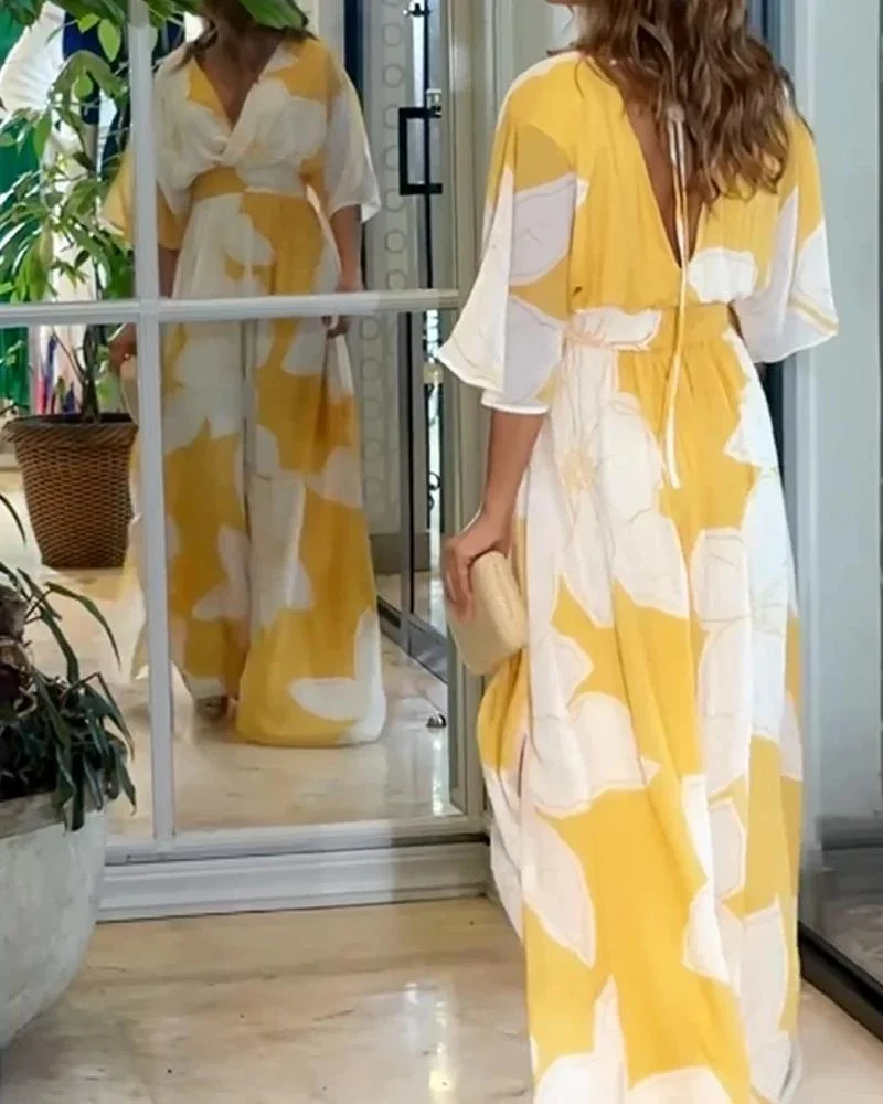 Toloer Toloer Spot Dress Women's Print Dress Open Back Print Beach Dress-Outfit Ideas
