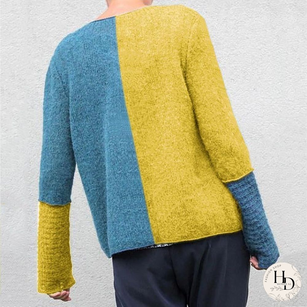 Blue Knitted Casual Sweaters