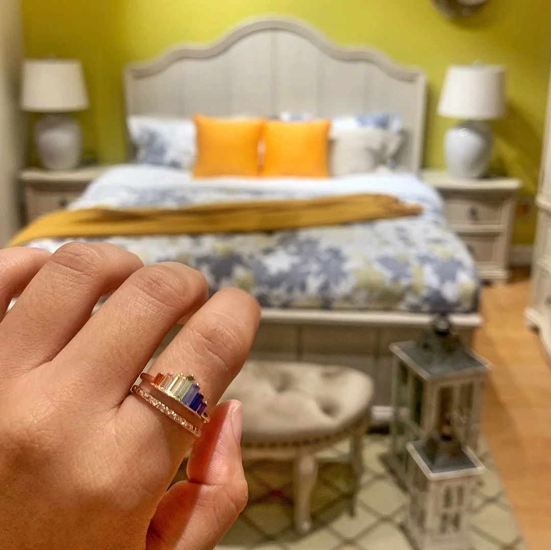 S925 DOUBLE BAND RAINBOW RING