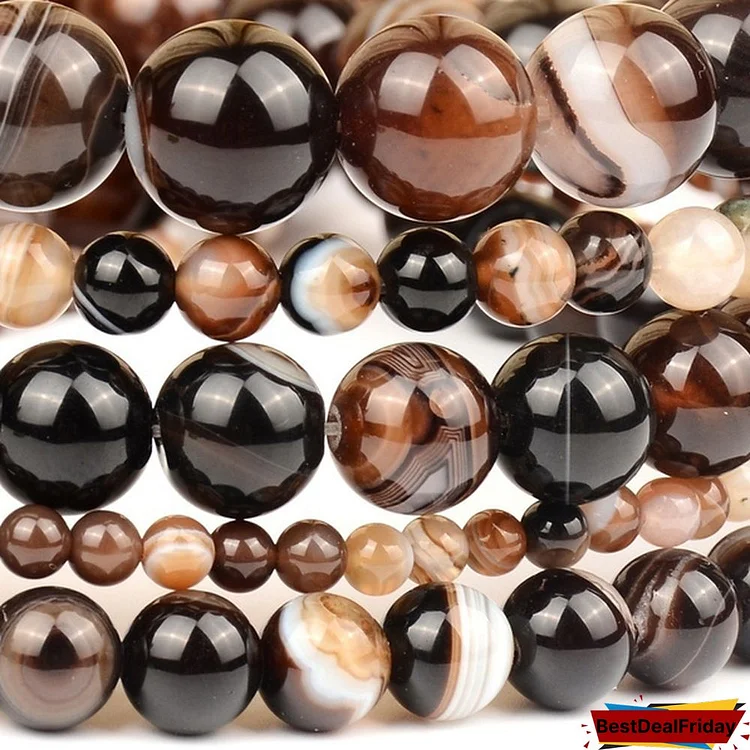 Natural Brown Stripe Onyx Round Beads For Making Jewelry Diy Bracelet Necklace 4/6/8/10/12mm Pick Size