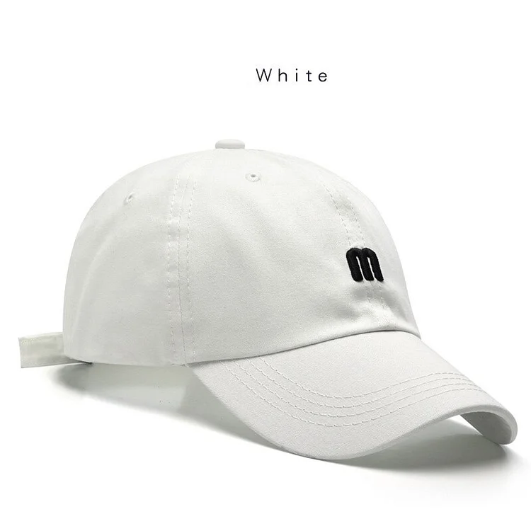 Embroidered M Letter Baseball Cap Unisex Curved Brim Cotton Soft Top Sunshade HatSimple Candy Color Caps Snapback Hats
