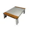 Outdoor portable stainless steel folding table anti-fingerprint pattern picnic camping beech BC style single solo table