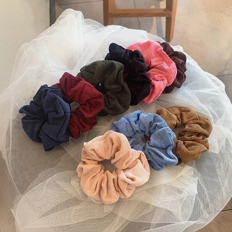 Retro Autumn And Winter Corduroy Hair Ring Fabric Simple Hair Scrunchies