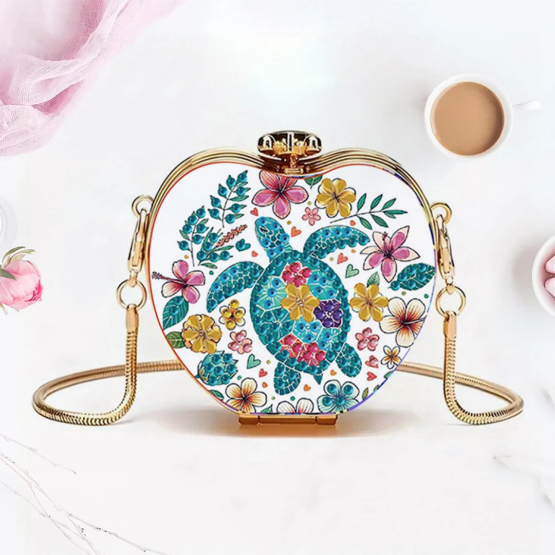 Turtle DIY Acrylic Love Art Diamond Painting Coin Purse w/ Chain for Women Girl