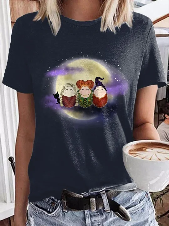 Halloween Tumbler Witch Print Short Sleeve T-Shirt