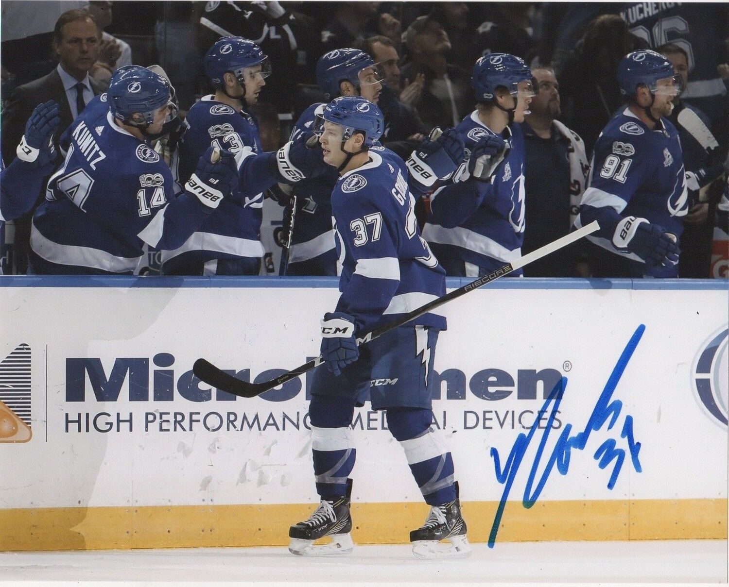 Tampa Bay Lightning Yanni Gourde Signed Autographed 8x10 Photo Poster painting COA