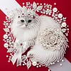 Kit de peinture en perles en forme sp&eacute;ciale pour un chat bricolage en forme de diamant avec cadre cadeau 25x25cm