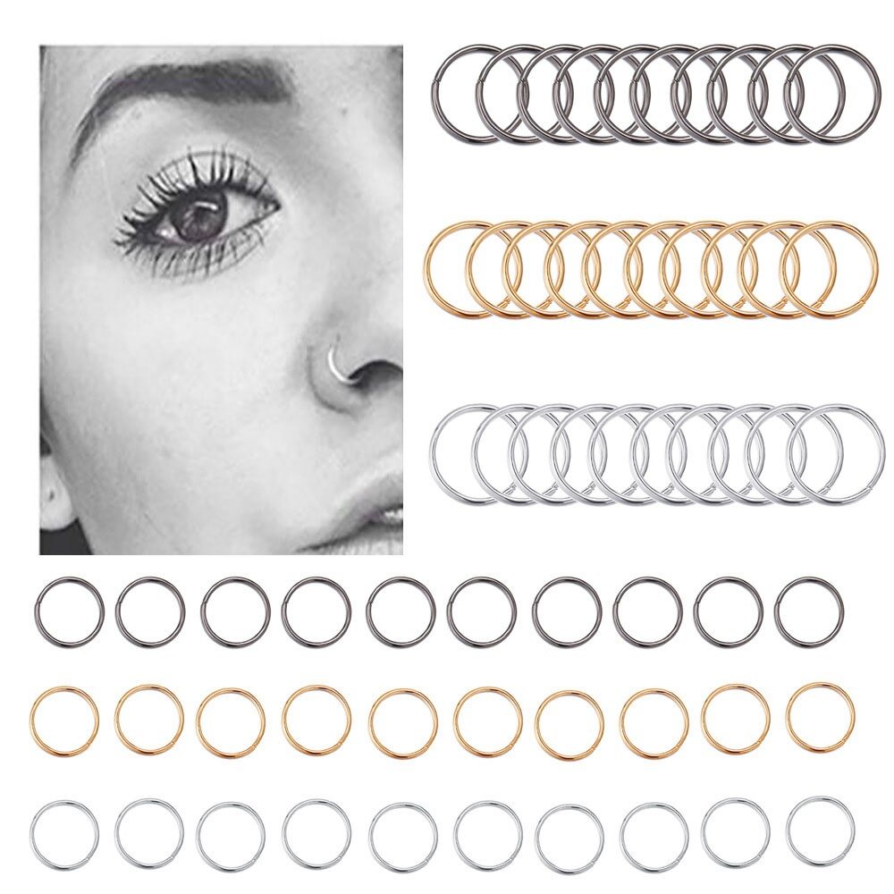 UsmallLifes King  New nose ring creative nose nail nose decoration gold and silver black circle 3 color nose ring US Mall Lifes