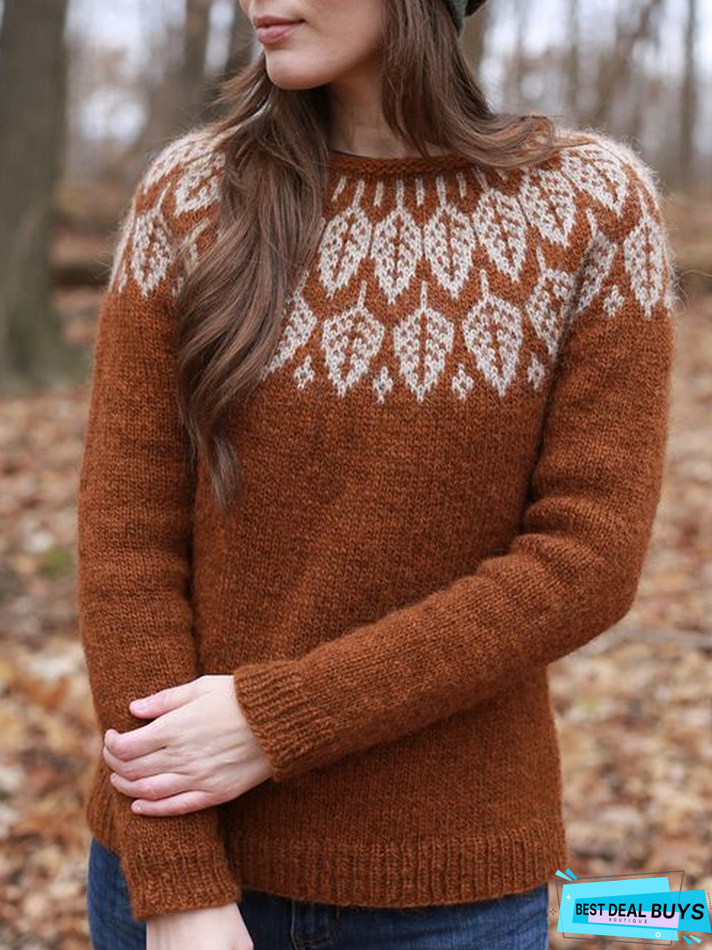 Printed Casual Crew Neck Sweater