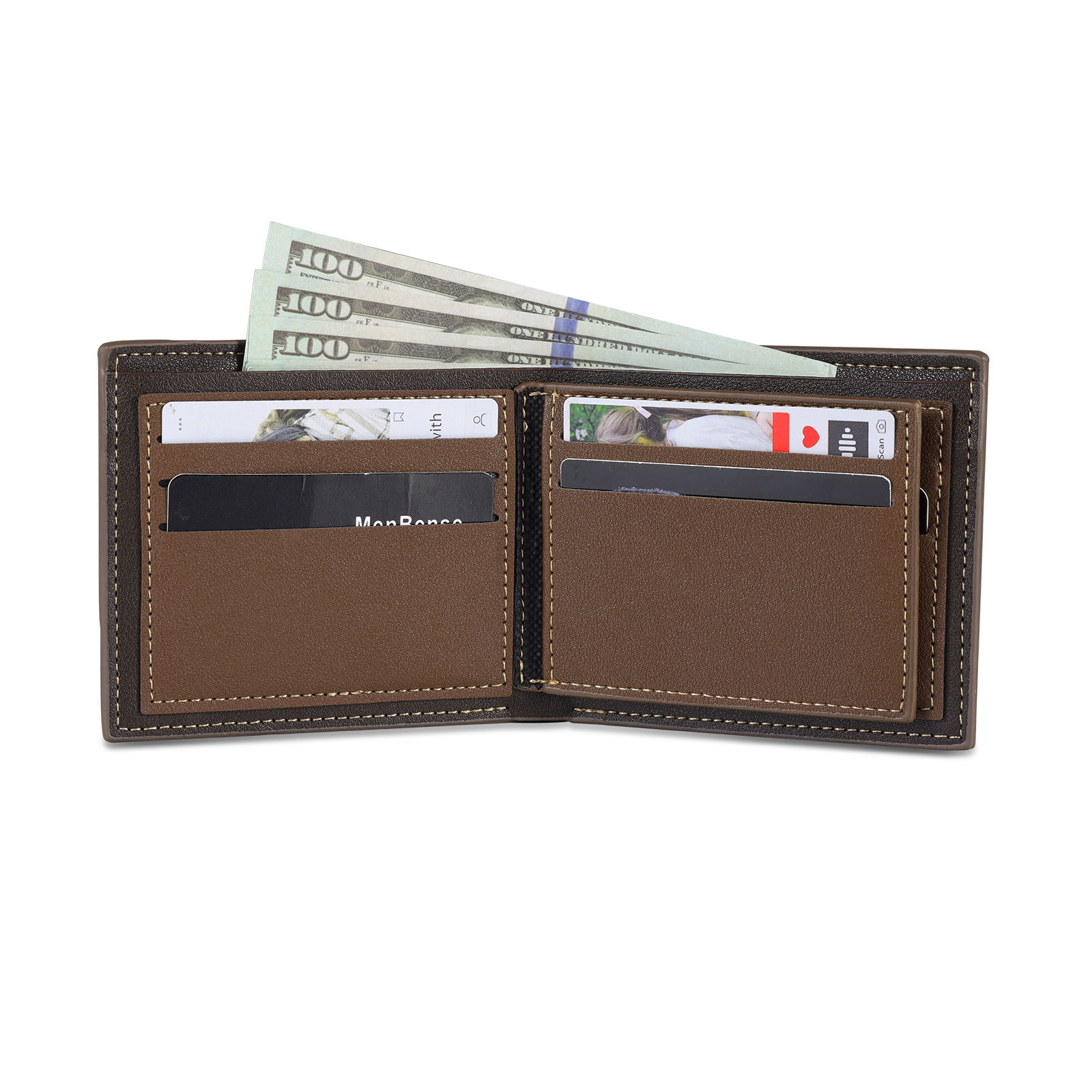 6 Names - Personalised Photo Custom Leather Men's Wallet as a Father's Day Gift for Dad