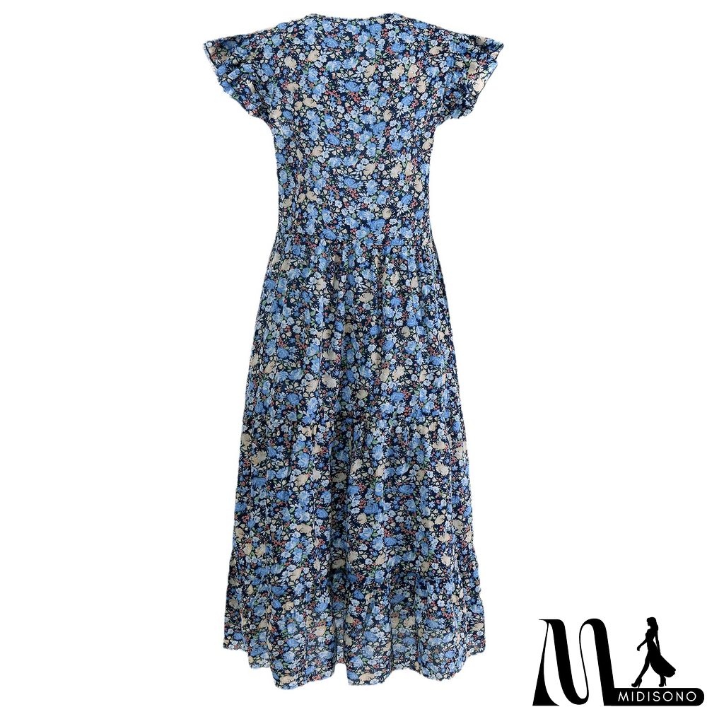 MidiSono - Women's Casual Dress Tank Dress Floral Dress Floral Pocket Print Crew Neck Midi Dress Fashion Modern Daily Holiday Sleeveless Regular Fit Blue Summer Spring S M L XL XXL