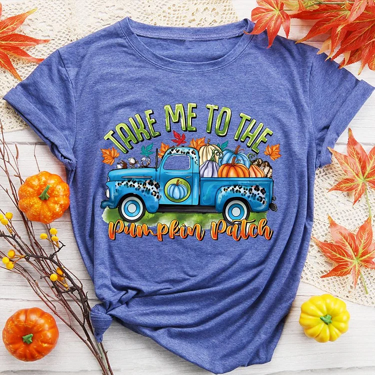 Take Me To The Pumpkin Patch Round Neck T-shirt-0019046
