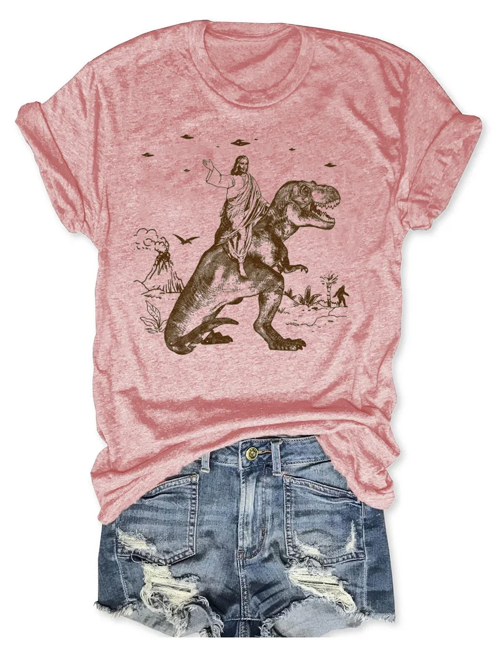 Jesus Riding Dinosaur T-Shirt