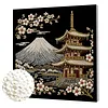 (30x30cm)DIY Landmark Pearl Painting Art With Inner Frame Handmade Pearl Material Art Kit Living Room Decor(Mount Fuji)