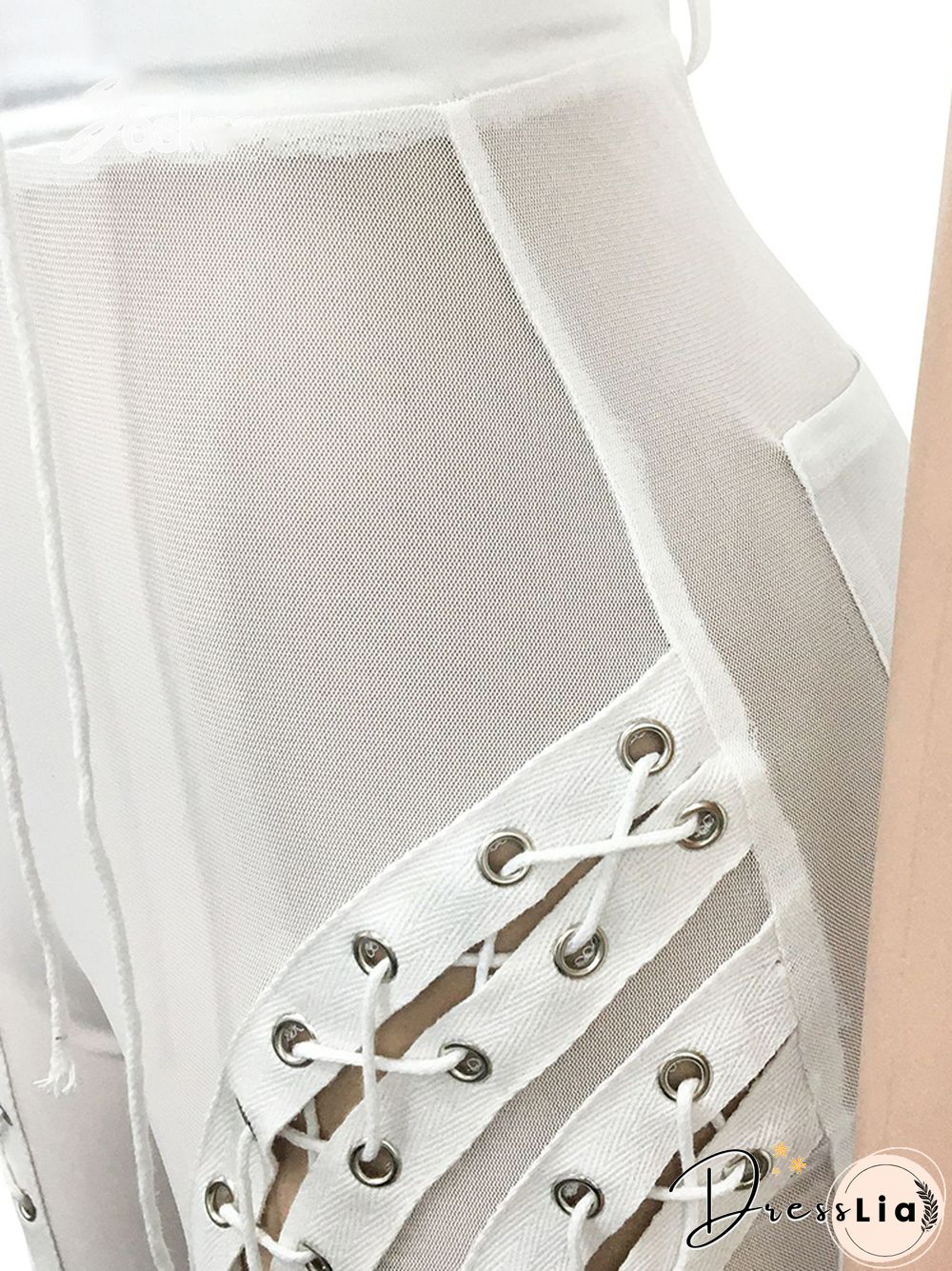 Hollow Out Bandage Mesh See Through Bikini TopsAnd Pencil Pants Two Piece Set Woman Summer Sexy Party Club Outfits