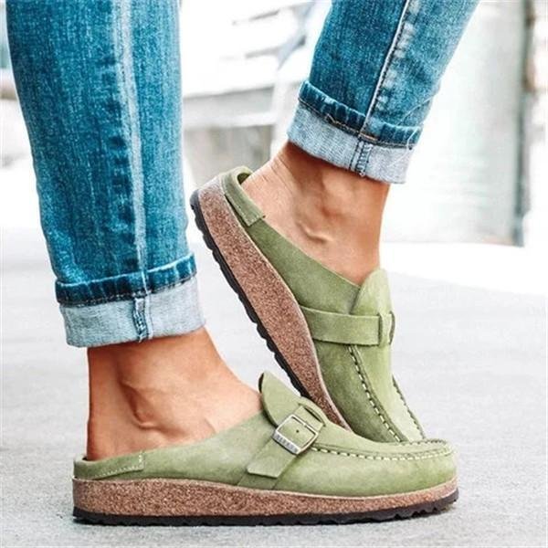prettyava women casual comfy leather slip on sandals