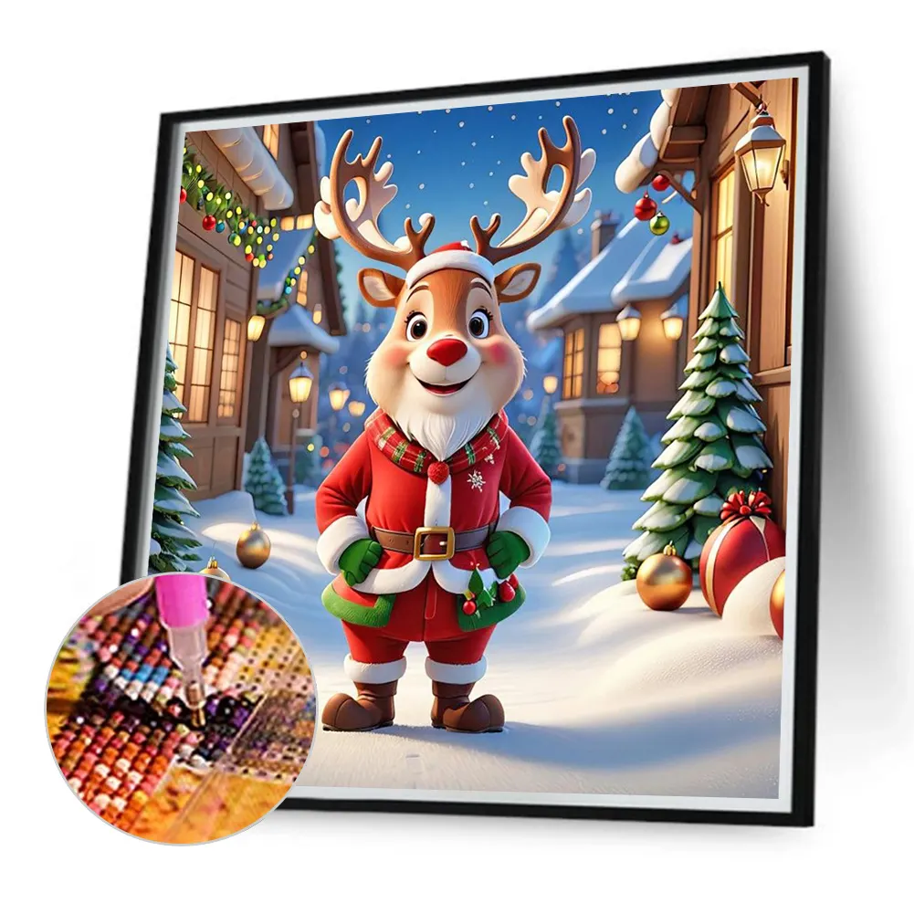 Diamond Painting - Full Round Drill - Christmas Deer(Canvas|40*40cm)