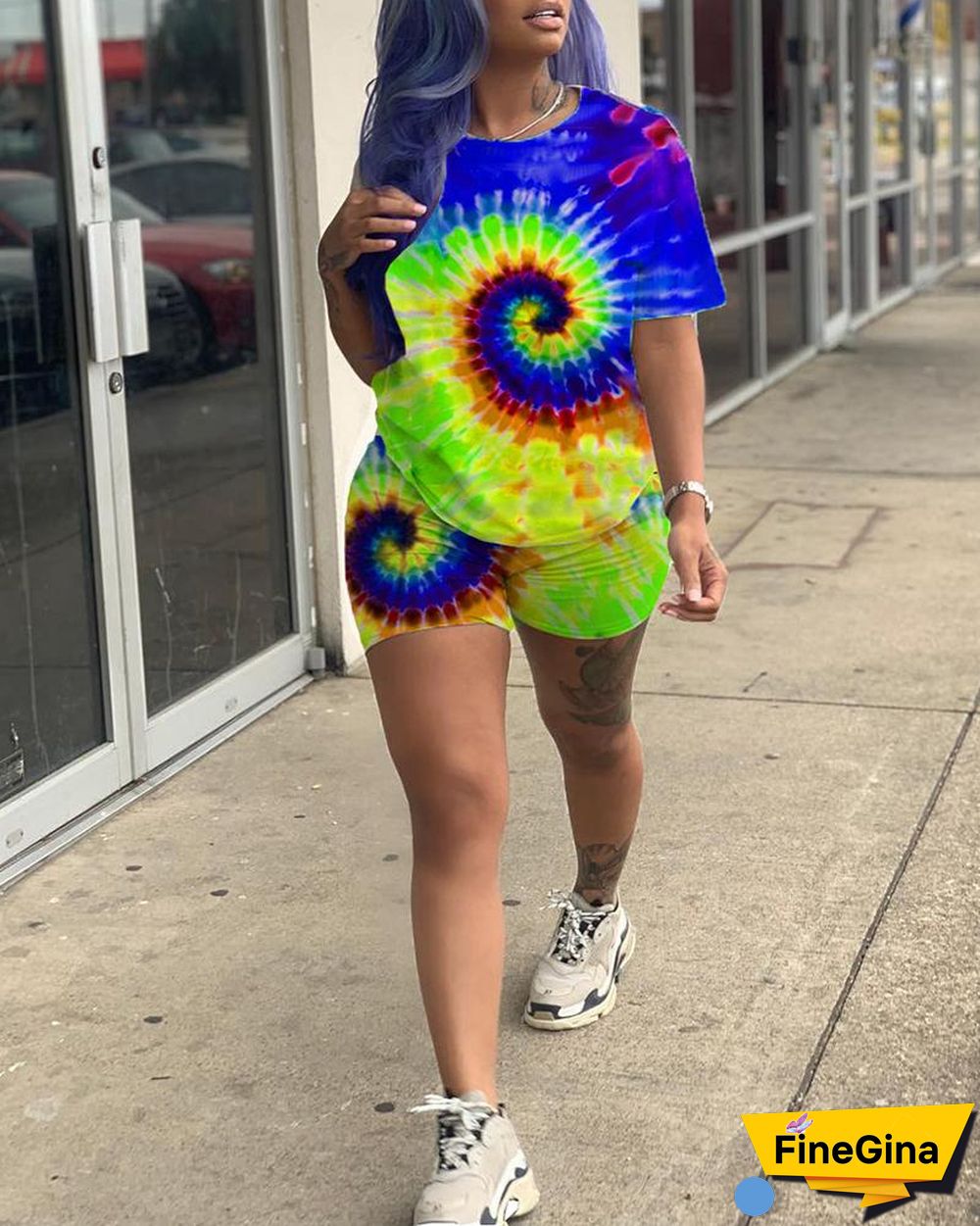 Short Sleeve Print Top With Shorts