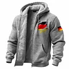 Men's Vintage German Flag Fleece Pocket Full Zip Long Sleeve Hoodie Jacket by Inlyline