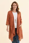 Wholesale Linen Cardigan, Women's Longline Duster, SS2027 Fashion Supplier, Mature Women's Office Wear, Boutique Casual Apparel
