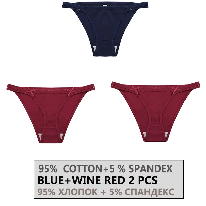 FINETOO 3PCS/Set Women's Cotton Underwear Sexy Lingerie Woman Panties Bownot Female Briefs Low-Rise Underpants 2021 Panties M-XL
