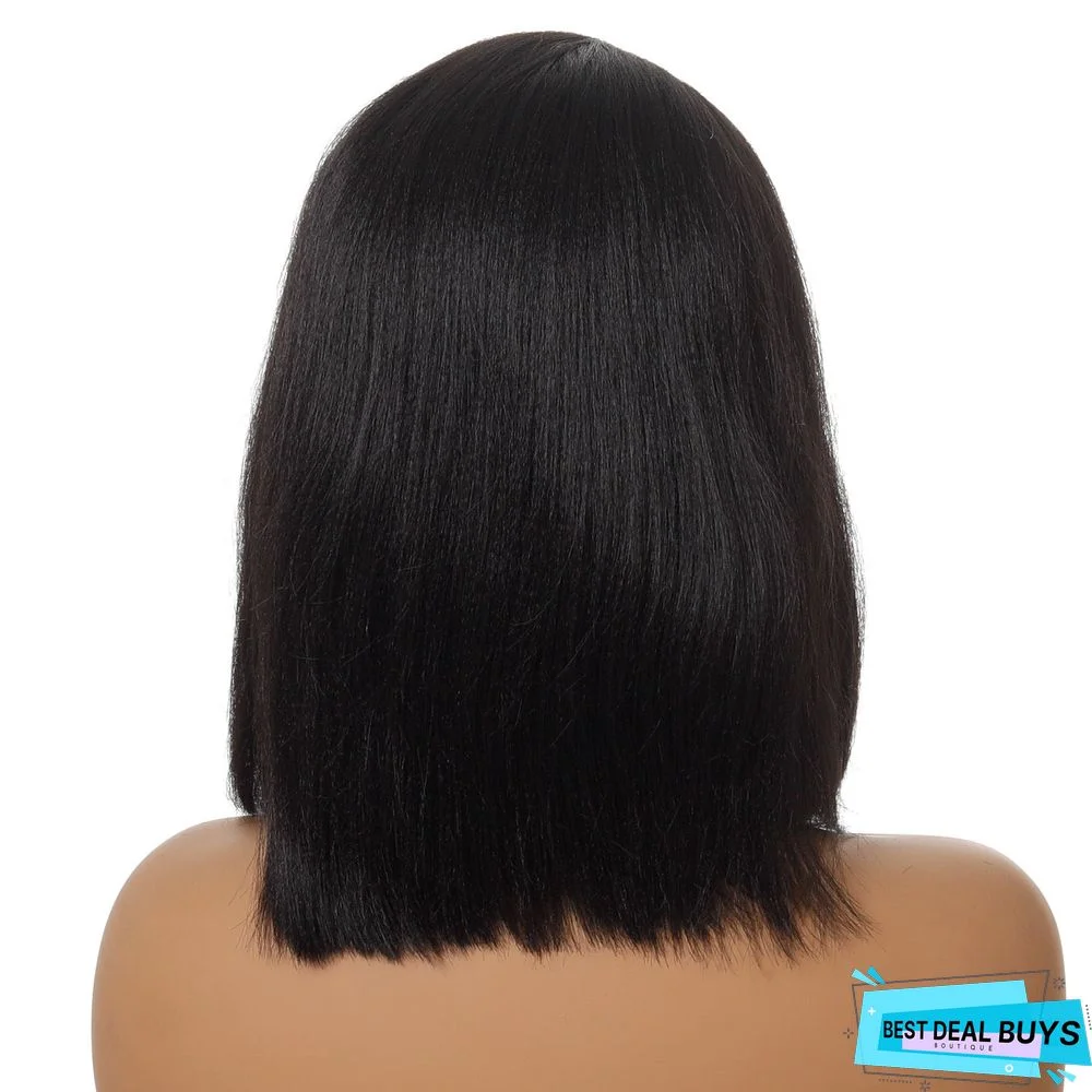 Women's Short Straight Hair Fashion Partial Split Short Hair Set Chemical Fiber Wig