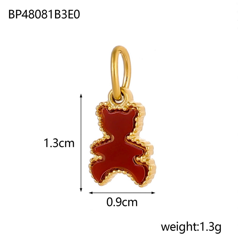 1 Piece 9*13mm 9 * 15mm 304 Stainless Steel Acrylic Shell Bear Pendant Jewelry Accessories