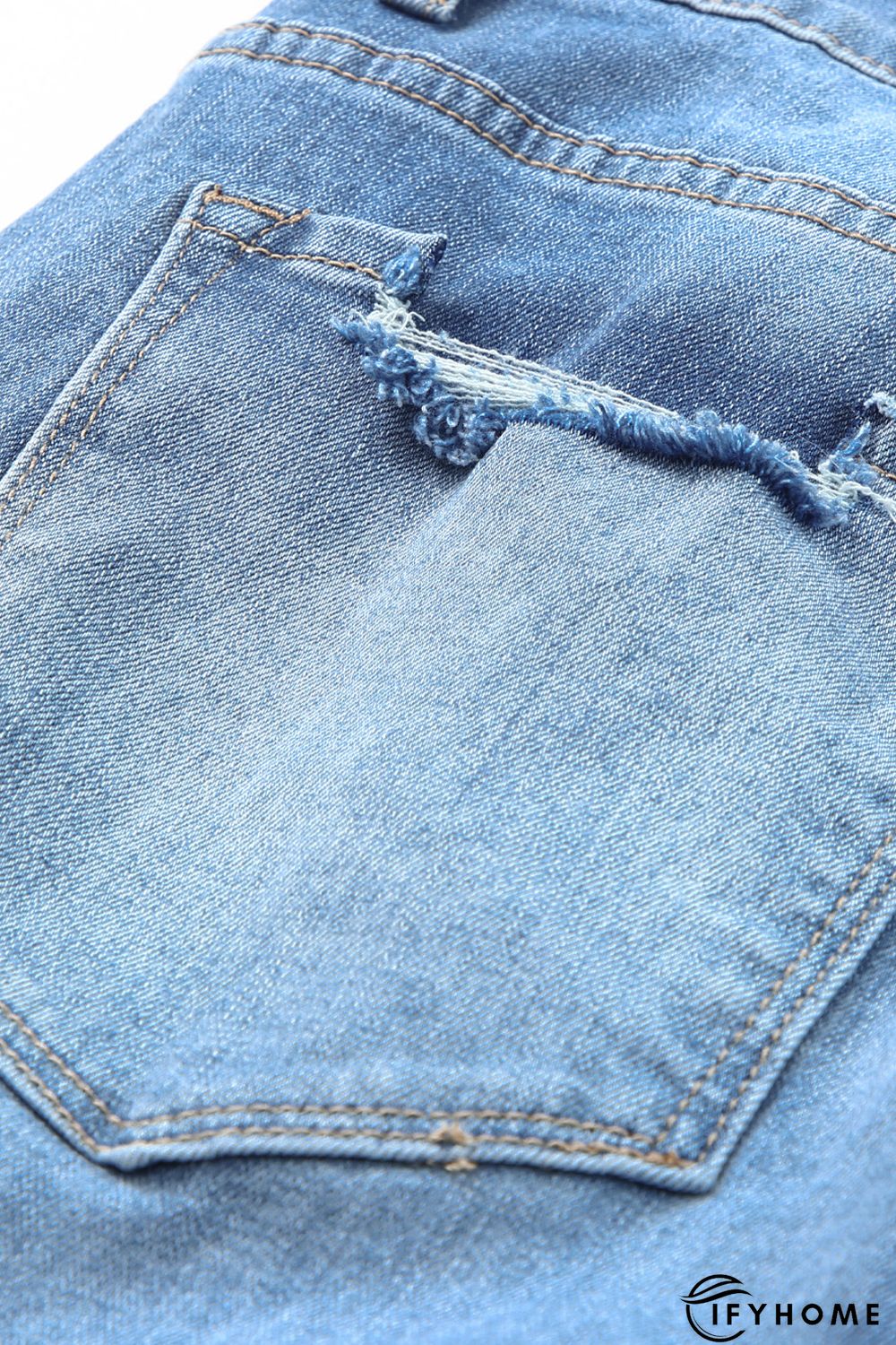 Sky Blue Plus Size Distressed Flare Jeans | IFYHOME