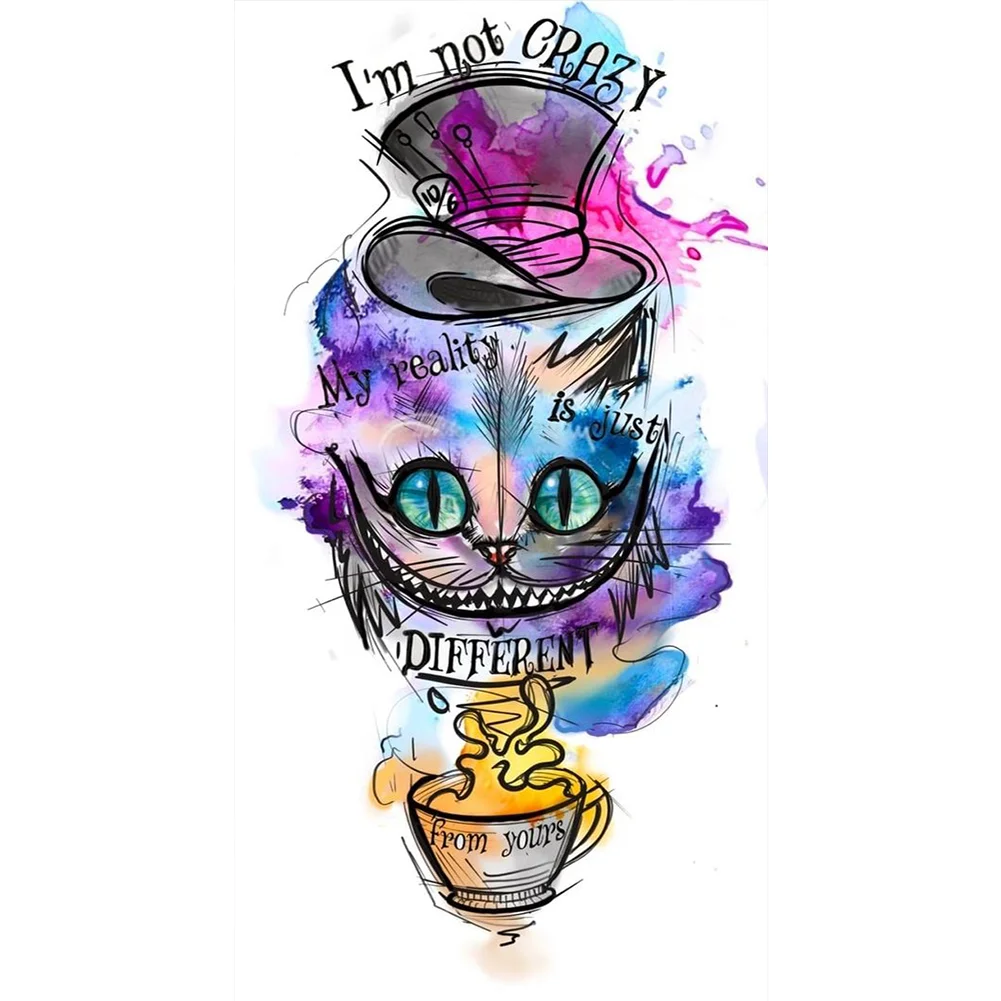 11CT Full Stamped Cross Stitch - Alice Cat(Canvas|35*65CM)