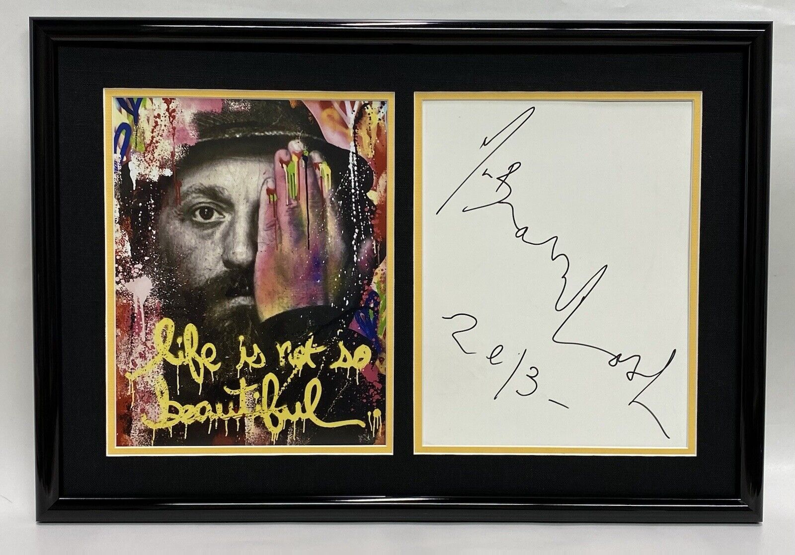 Mr. Brainwash signed autographed framed signature with Photo Poster painting?