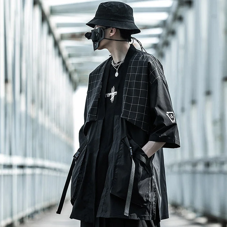 Dawfashion Techwear Streetwear-Loose Retro Style Patchwork Shirt With Functional Style Jacket-Streetfashion-Darkwear-Techwear