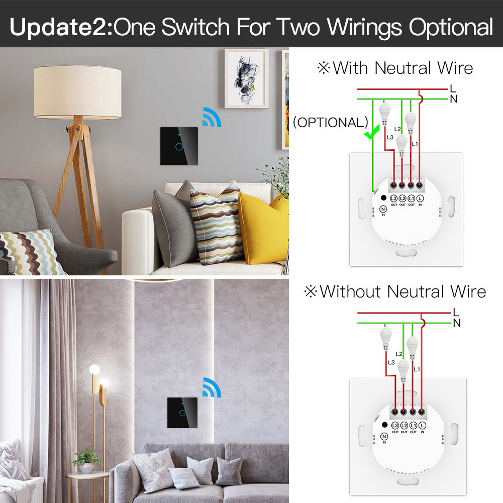 

ZigBee Smart Wall Touch Light Switch Smart Life App Control Voice Control, Gold, 501 Original