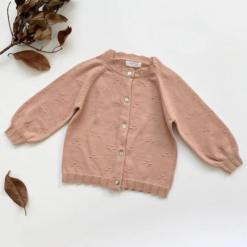 Baby Girls Embroider Cardigan Coats Fashion Children Outwear Coat Girls Long Sleeve Kids Knit Cardigan Coat 1-7Yrs