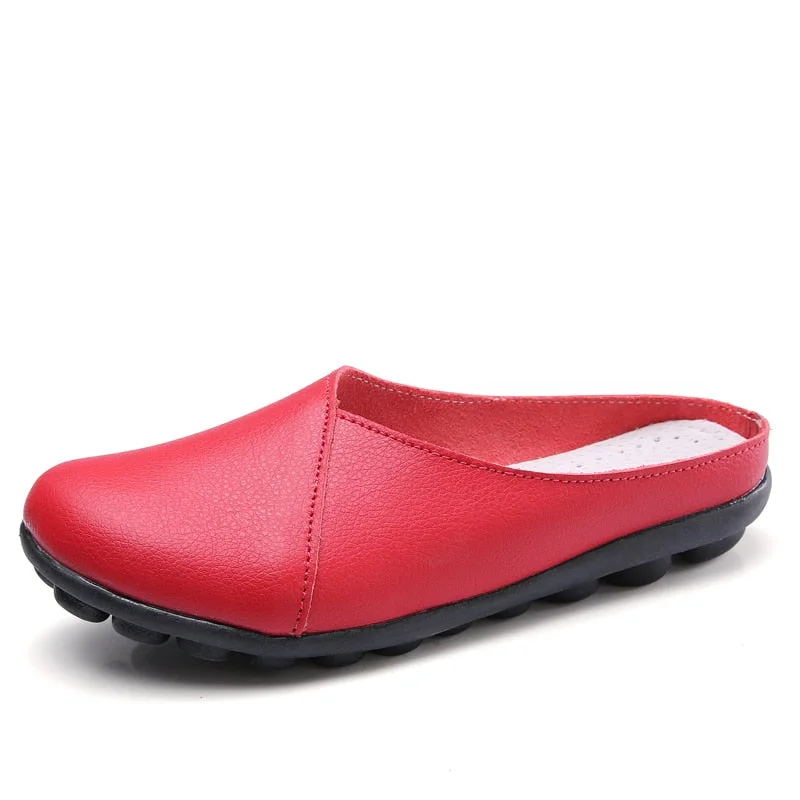 Women's Summer Sneakers Slip On Flat Shoes Women's Casual Loafers Walking Shoes Female Outdoor PU Leather Soft Bottom Shoes