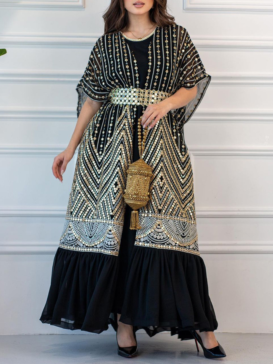 Elegant Round Neck Dress and Sequin Tunic Set | Oxredo Shop Ramadan Sale