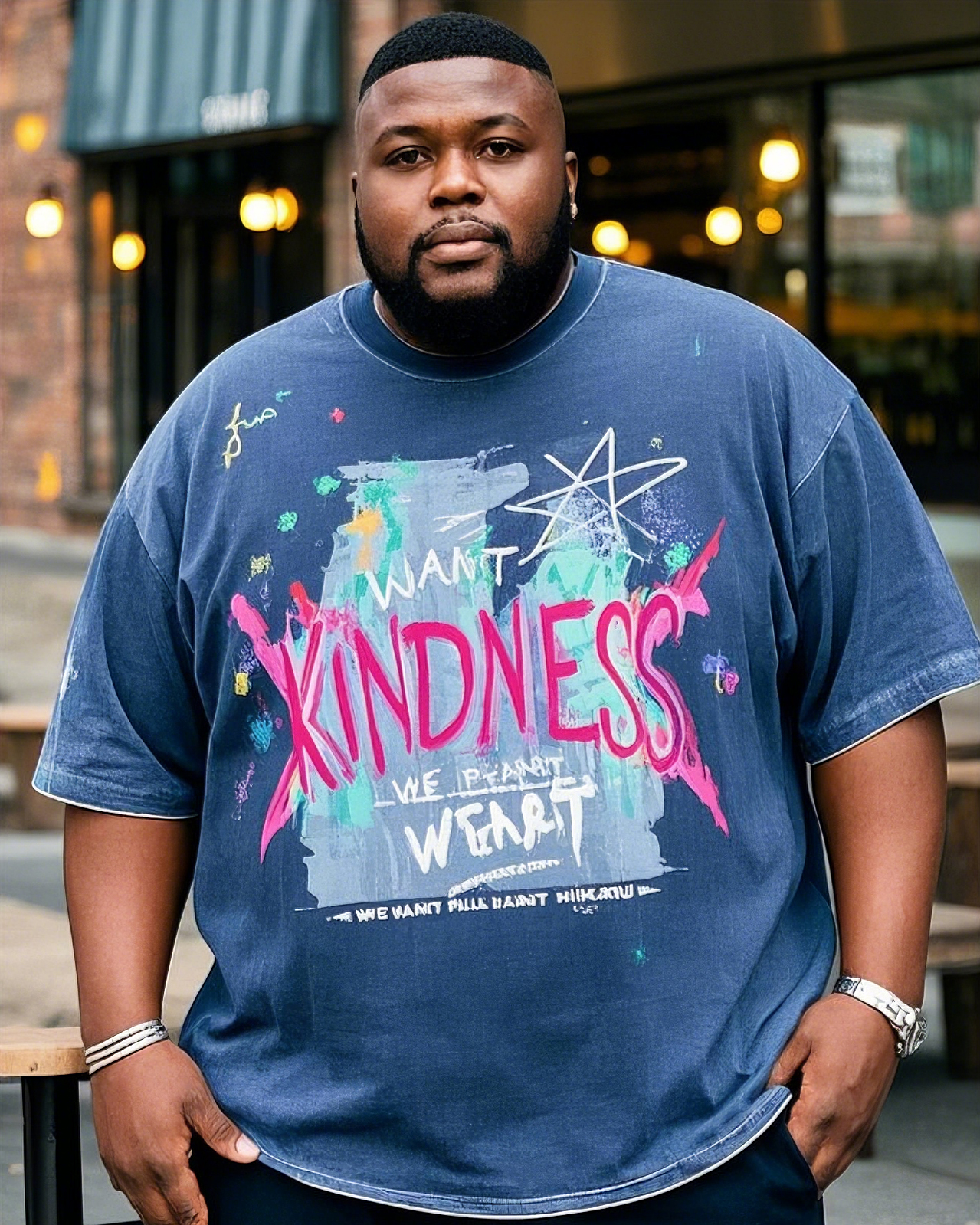 Big Man's Mercy Print Top T-Shirt