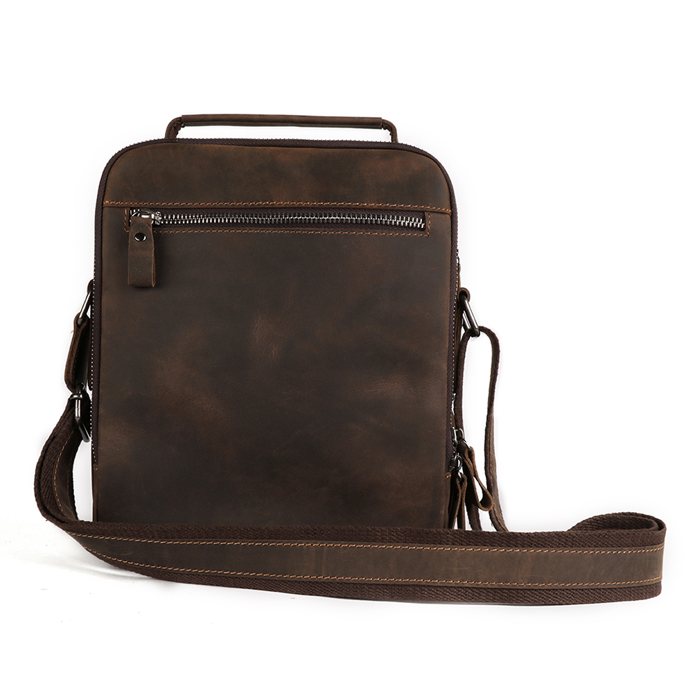 Men's messenger bag casual retro large capacity genuine leather bag