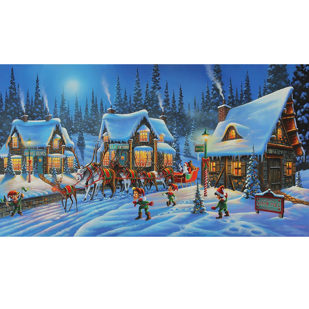 

Snow Village - Round Drill Diamond Painting - 80*40CM (Big Size), 501 Original