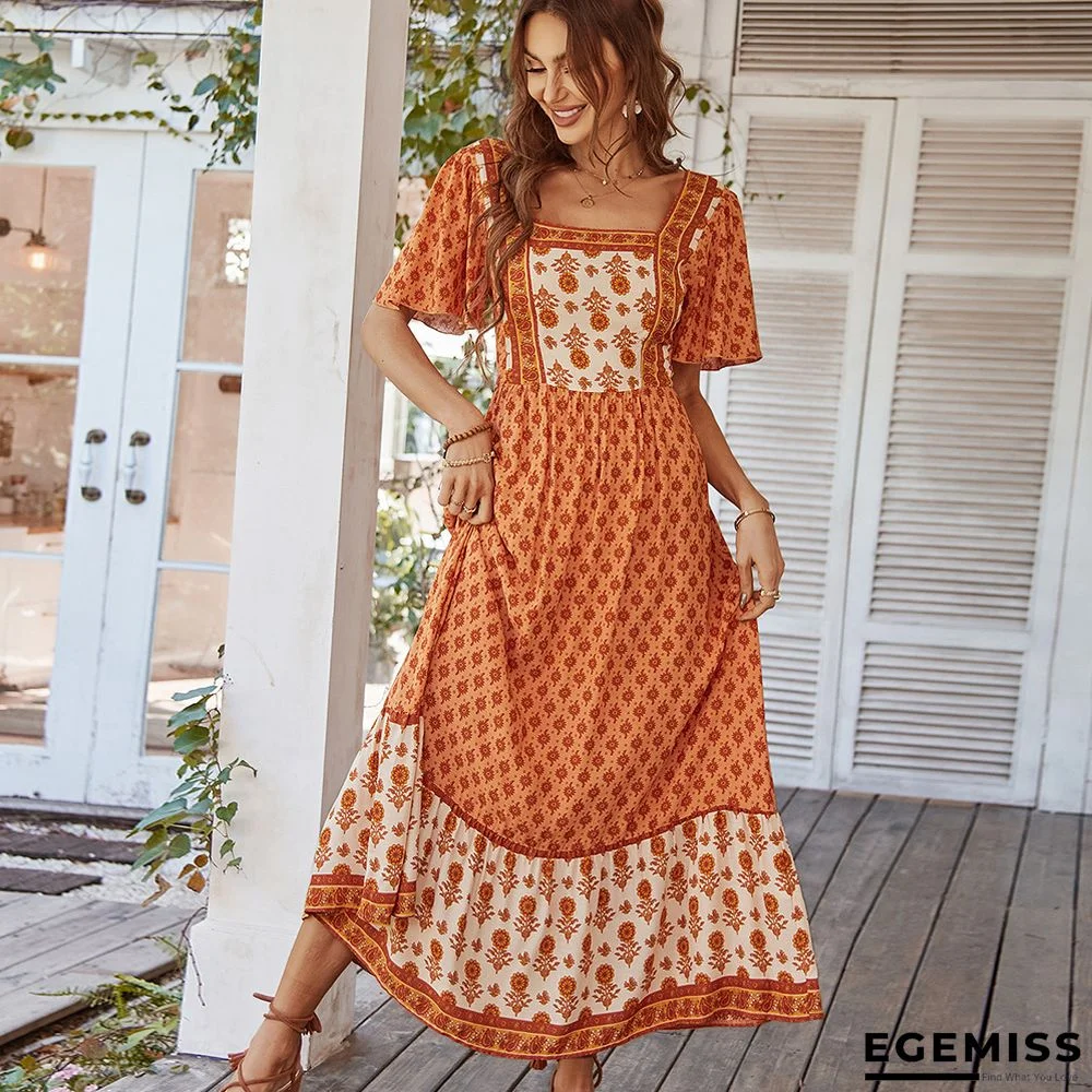Bohemian French Square Collar Dress | EGEMISS