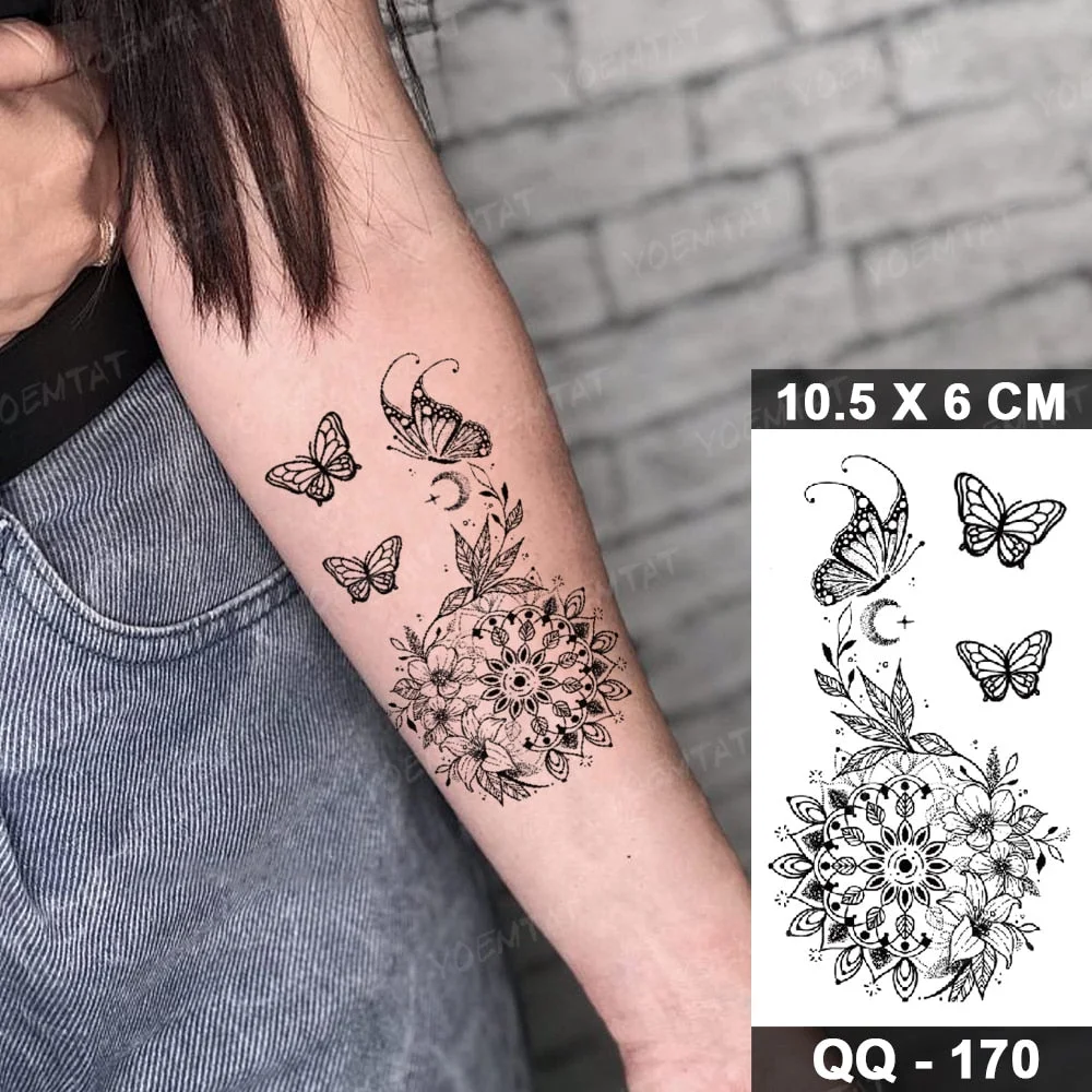 Transfer Temporary Tattoo Stickers Butterfly Flower Realistic Sexy Flash Tatoo Women Men Arm Waist Line Body Art Fake Tatto Cool