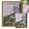 >SALE<Full Embroidery Eco-cotton Thread 11CT Printed White Tiger Cross Stitch 52x65cm