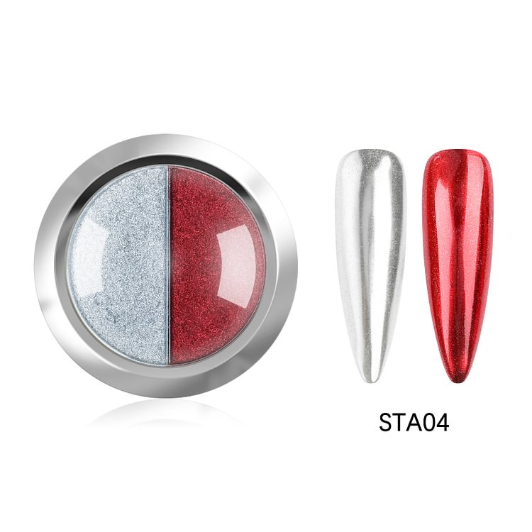 Morovan Silver+ Red Colors Mirror Effect Chrome Nail Powder