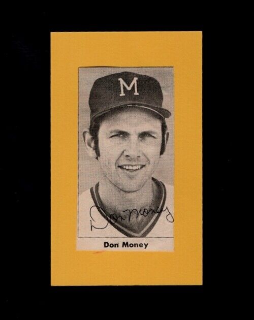 1973/83 DON MONEY-MILWAUKEE BREWERS AUTOGRAPHED Photo Poster painting ON 3X5 CARD