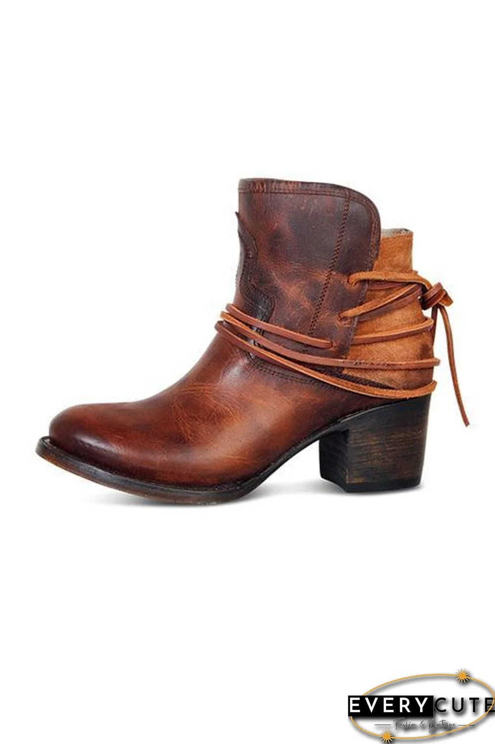 Lace Up Chunky Heels Ankle Boots